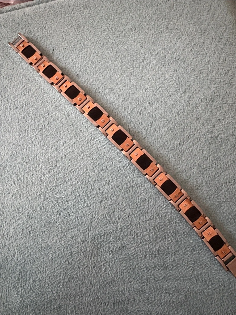 Two-Tone Stainless Steel Bracelet with Black Inlays